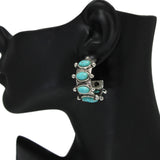 106167, WESTERN OVAL TURQUOISE STONE ACCENT WIDE HOOP EARRING
