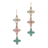 106183, WOOD TRIPLE CLOVER ACCENT DANGLE EARRING