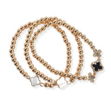 106211, ENAMEL, MOTHER OF PEARL ACCENT MULTI LAYERED BEADED STRETCH BRACELET