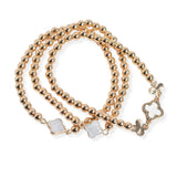106211, ENAMEL, MOTHER OF PEARL ACCENT MULTI LAYERED BEADED STRETCH BRACELET