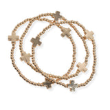 106215, CROSS ACCENT MULTI LAYERED BALL BEADED STRETCH BRACELET