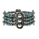 106226, WESTERN BALL TEXTURED ACCENT NAVAJO BEADED STRETCH BRACELET