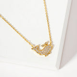 106242, GOLD DIPPED, DIVE DEEP, DAINTY WHALE CUBIC ZIRCONIA ACCENT NECKLACE