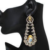 106285, OVAL ACCENT CRYSTAL RHINESTONE DROP EARRING