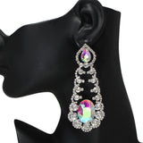 106285, OVAL ACCENT CRYSTAL RHINESTONE DROP EARRING