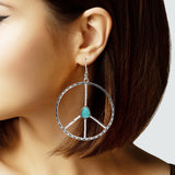 106288, WESTERN THEMED, OVERSIZED PEACE SIGN DANGLE EARRING