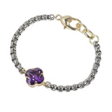 106301, 14K GOLD PLATED, CLOVER CUBIC ZIRCONIA ACCENT DESIGNER INSPIRED BRACELET