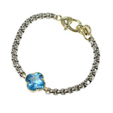 106301, 14K GOLD PLATED, CLOVER CUBIC ZIRCONIA ACCENT DESIGNER INSPIRED BRACELET