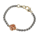106301, 14K GOLD PLATED, CLOVER CUBIC ZIRCONIA ACCENT DESIGNER INSPIRED BRACELET