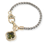 106302, 14K GOLD PLATED, CLOVER CUBIC ZIRCONIA CHARM DESIGNER INSPIRED BRACELET
