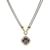 106308, 14K GOLD PLATED, CLOVER CUBIC ZIRCONIA CHARM DESIGNER INSPIRED TOGGLE NECKLACE