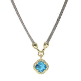 106308, 14K GOLD PLATED, CLOVER CUBIC ZIRCONIA CHARM DESIGNER INSPIRED TOGGLE NECKLACE