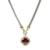 106308, 14K GOLD PLATED, CLOVER CUBIC ZIRCONIA CHARM DESIGNER INSPIRED TOGGLE NECKLACE