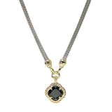 106308, 14K GOLD PLATED, CLOVER CUBIC ZIRCONIA CHARM DESIGNER INSPIRED TOGGLE NECKLACE