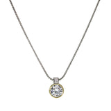 106309, 14K GOLD PLATED, ROUND CUBIC ZIRCONIA ACCENT DESIGNER INSPIRED PENDANT NECKLACE
