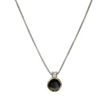 106309, 14K GOLD PLATED, ROUND CUBIC ZIRCONIA ACCENT DESIGNER INSPIRED PENDANT NECKLACE