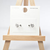 101633, RHODIUM PLATED, DAINTY HEART STUD EARRING SET