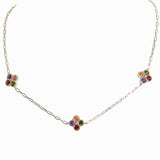 106347, 14K GOLD PLATED, CLOVER CUBIC ZIRCONIA ACCENT DESIGNER INSPIRED NECKLACE