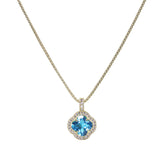 106352, 14K GOLD PLATED, CLOVER CUBIC ZIRCONIA WITH CRYSTAL RHINESTONE CHARM DESIGNER INSPIRED NECKLACE