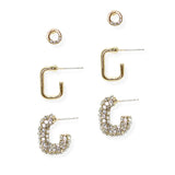 106384, DAINTY CRYSTAL RHINESTONE HOOP, STUD EARRING SET