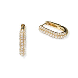 106390, DAINTY PEARL ACCENT HUGGIE HOOP EARRING