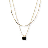 106467, DAINTY GEOMETRIC RHINESTONE ACCENT DOUBLE LAYERED NECKLACE