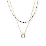 106467, DAINTY GEOMETRIC RHINESTONE ACCENT DOUBLE LAYERED NECKLACE