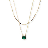 106467, DAINTY GEOMETRIC RHINESTONE ACCENT DOUBLE LAYERED NECKLACE