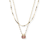 106467, DAINTY GEOMETRIC RHINESTONE ACCENT DOUBLE LAYERED NECKLACE