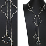 106477, CUTOUT CLOVER ACCENT LONG STATEMENT NECKLACE