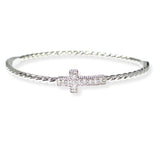 106517, 14K GOLD PLATED, CROSS CUBIC ZIRCONIA ACCENT DESIGNER INSPIRED BRACELET