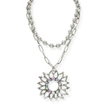 106579, 2 PIECES, WESTERN RHINESTONE FLOWER CHARM, BALL BEADED NECKLACE