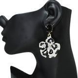 106588, LEOPARD PRINT FLOWER DANGLE EARRING