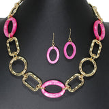 106670, GEOMETRIC HAMMERED, CELLULOID ACETATE ACCENT NECKLACE