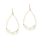106692, TRIPLE PEARL ACCENT TEARDROP DANGLE EARRING