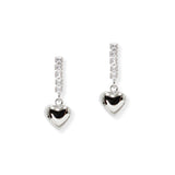 106737, RHODIUM PLATED, CUBIC ZIRCONIA ACCENT BUBBLE HEART DANGLE EARRING