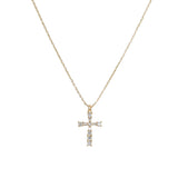 106746, GOLD DIPPED, DAINTY CROSS CUBIC ZIRCONIA ACCENT PENDANT NECKLACE