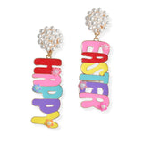 106887, HAPPY EASTER, PEARL WITH ENAMEL ACCENT DANGLE EARRING