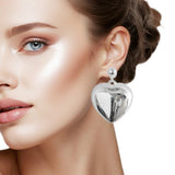 106953, BUBBLE, PUFFY HEART DANGLE EARRING