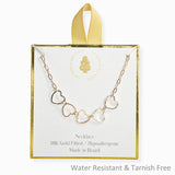 106970, 18K GOLD FILLED, CUTOUT MULTI HEART NECKLACE