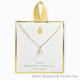 106972, 18K GOLD FILLED, DAINTY PEARL CHARM NECKLACE