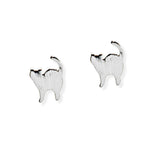 107006, RHODIUM PLATED, DAINTY CAT STUD EARRING