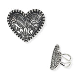 107089, WESTERN THEMED ENGRAVED HEART CUFF RING