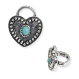 107090, WESTERN BALL TEXTURED ACCENT HEART LOCK STRETCH BRACELET