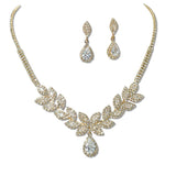 Teardrop Cubic Zirconia Accent Crystal Rhinestone Necklace SET - view 2