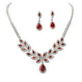 Teardrop Cubic Zirconia Accent Crystal Rhinestone Necklace SET
