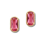 107706, GEOMETRIC GLASS STONE ACCENT STUD EARRING