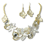 107831, FLOWER CELLULOID ACETATE WITH RHINESTONE NECKLACE