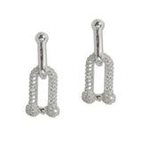 107894, 14K GOLD PLATED BALL EDGE PAVE CUBIC ZIRCONIA ACCENT DESIGNER INSPIRED EARRING