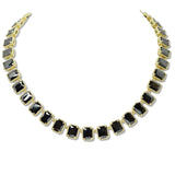 107993, 14K GOLD PLATED RECTANGLE CUBIC ZIRCONIA ACCENT DESIGNER INSPIRED TOGGLE NECKLACE